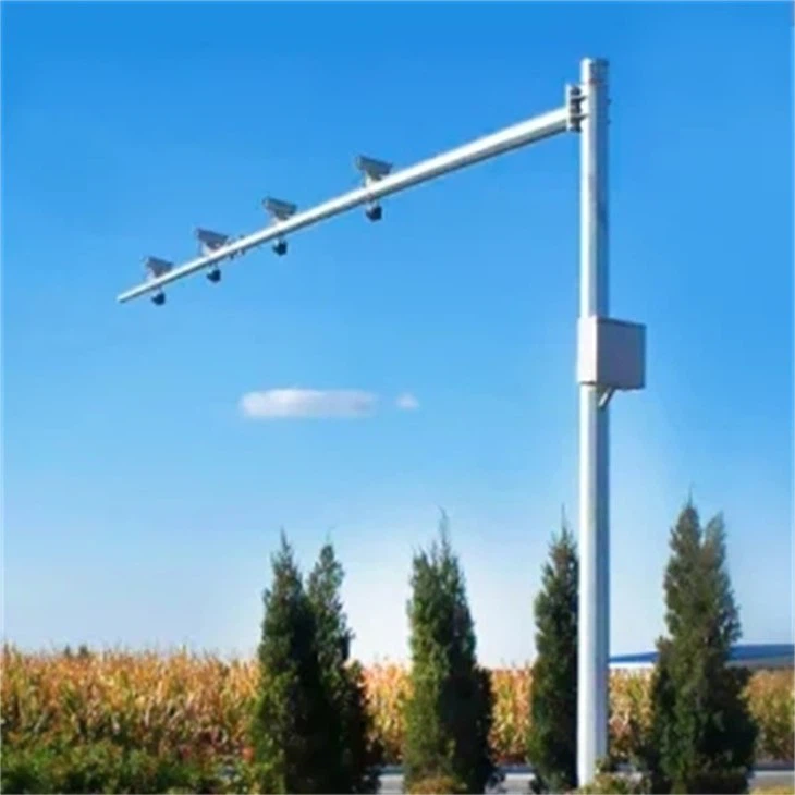 Traffic-Light-Pole-China-Factory-Hot-Dipped-Galvanized-Octagonal-Tapered-Monitor-Mounting-Pole
